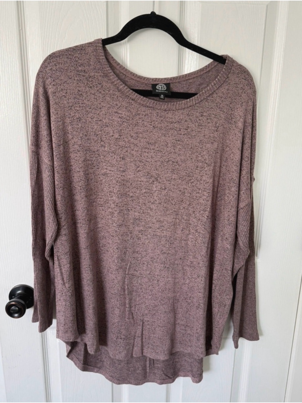 bobeau Dusty Mauve Heathered Long Sleeve Pullover
